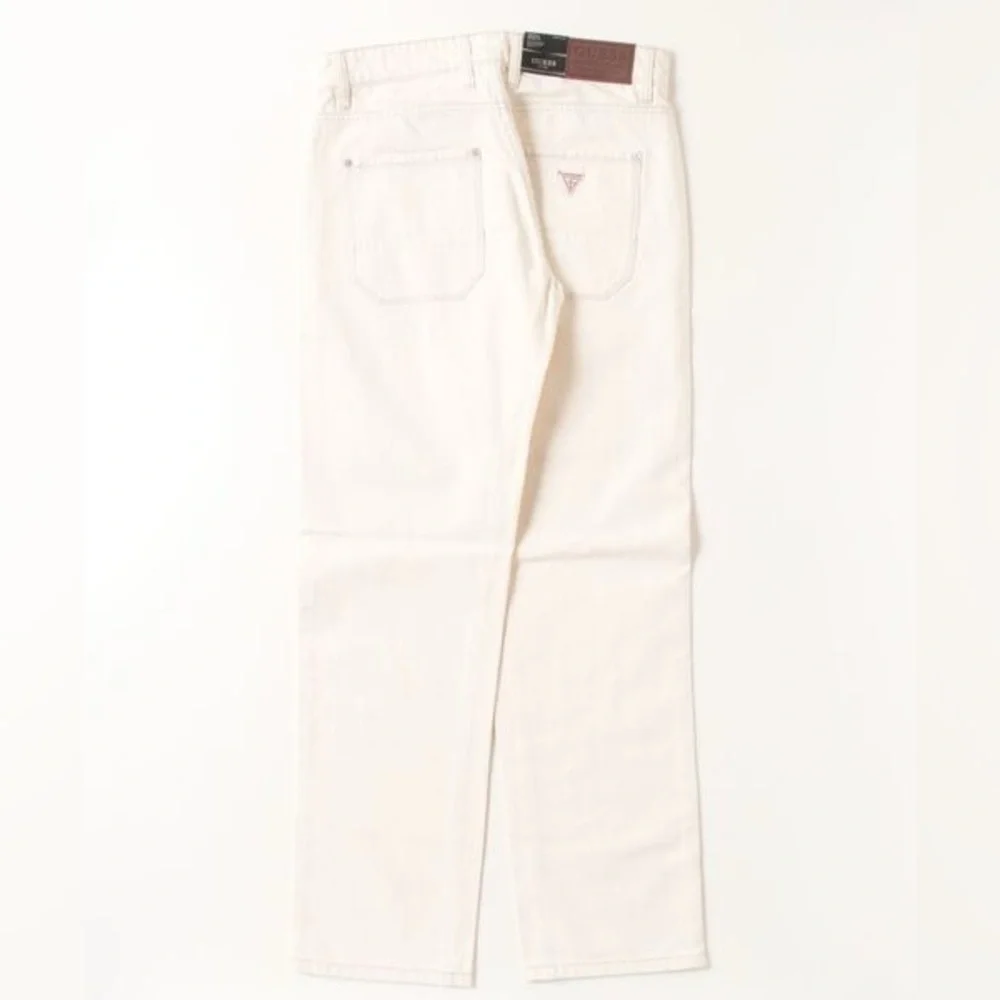 New Guess Men's Off-White Straight Jeans SZ 36